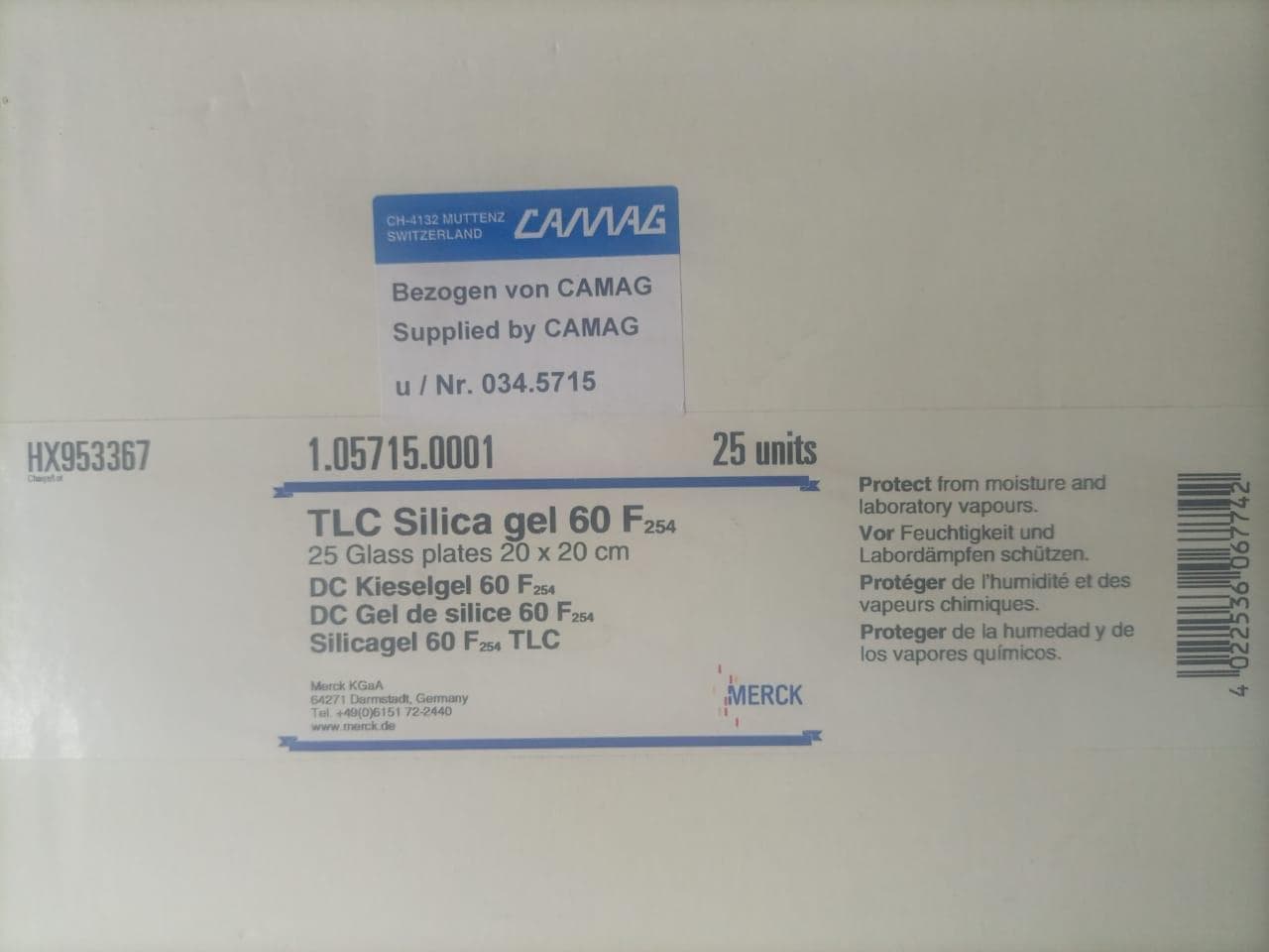 MERCK TLC Silica Gel 60 F254 X-Ray Accessory