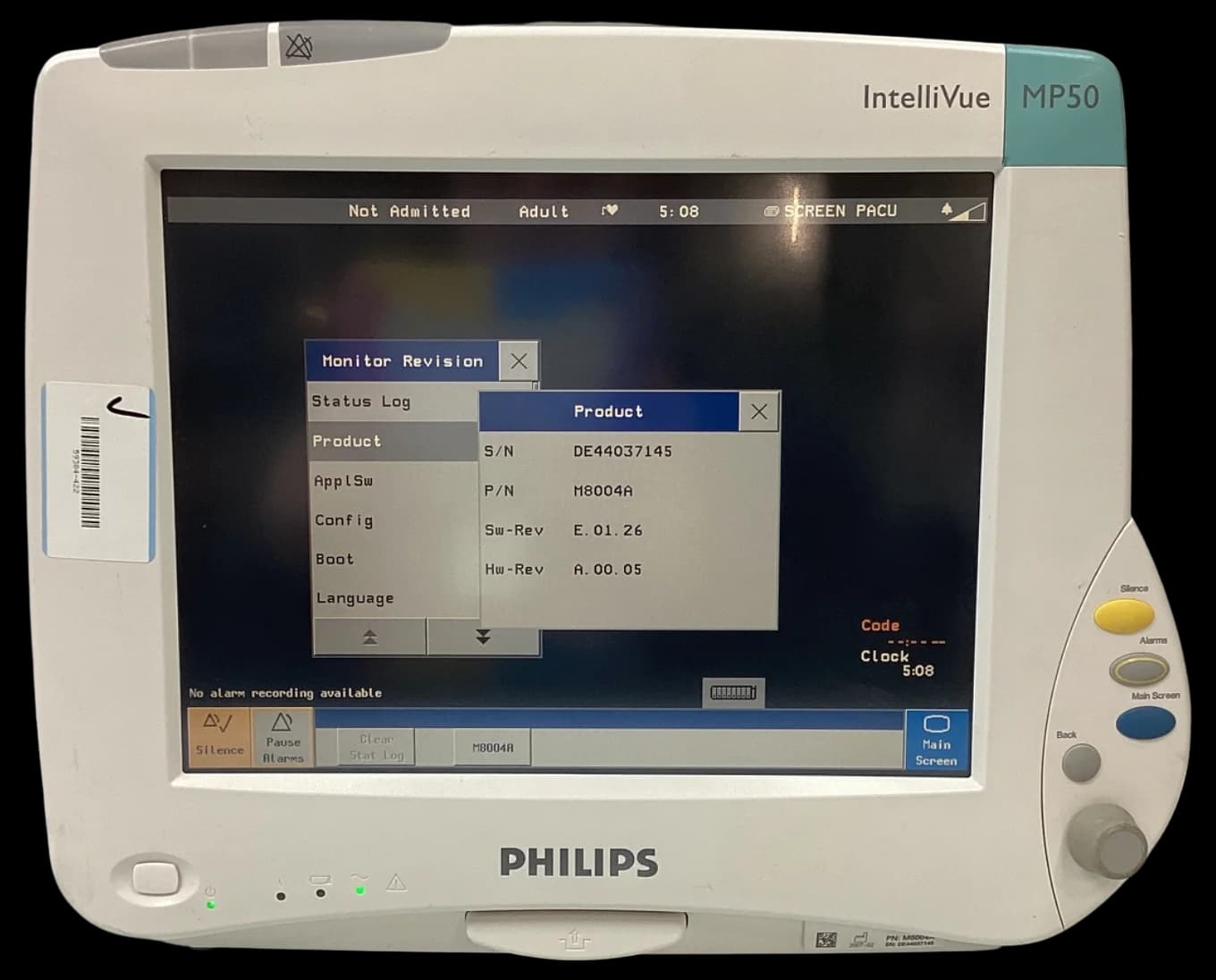 PHILIPS IntelliVue MP50 EKG monitor