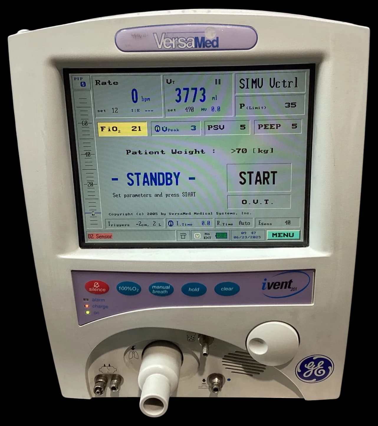 GE VERSAMED iVENT 201 Anesthesia ventilator