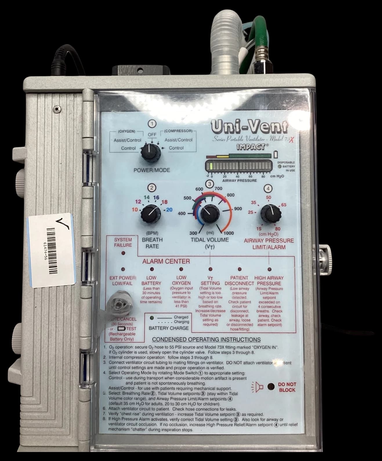 IMPACT INSTRUMENTATION Uni-Vent 73X Anesthesia ventilator
