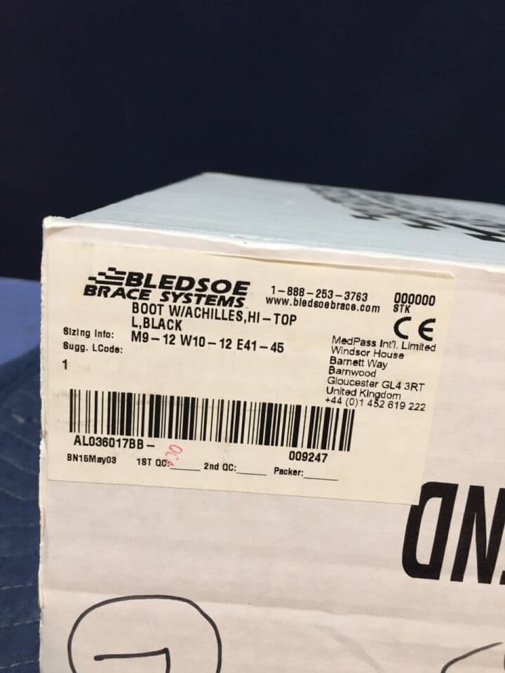 For Sale BLEDSOE BRACE SYSTEMS AL036017BB Boot with Achilles hi top L