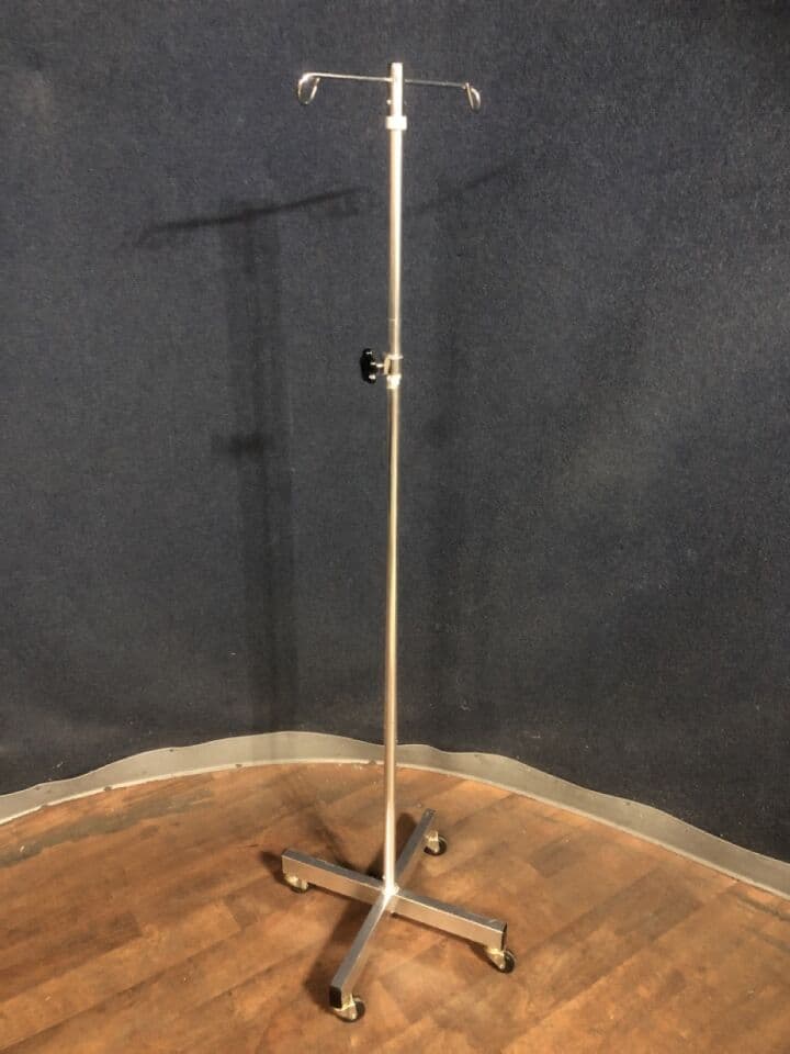 For Sale IV Pole: 2 Hook 4 Caster Base