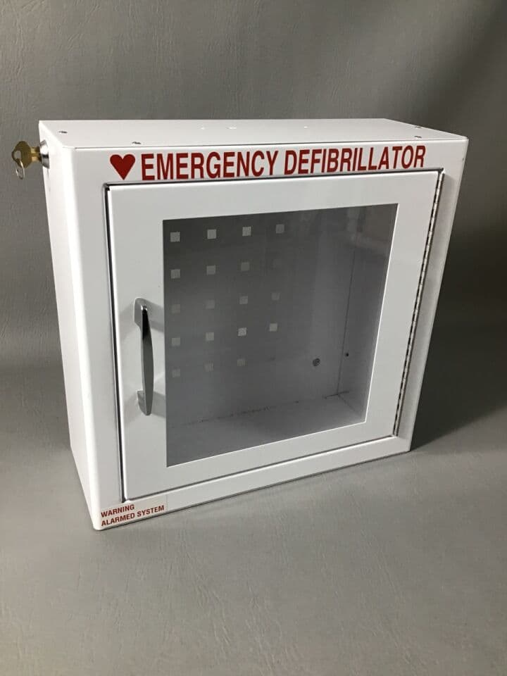 For Sale AEDSUPERSTORE AED Wall Cabinet: Includes Key and Alarm Automatic external Defibrillator Cabinet