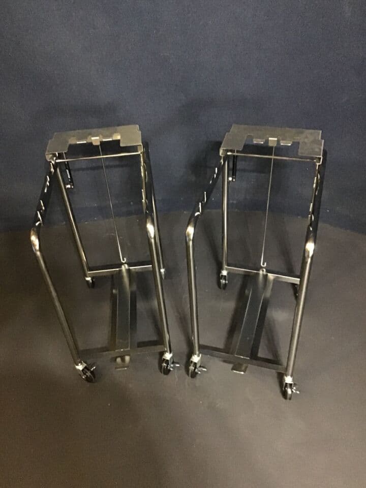 For Sale Pair of trash can Trolleys: Foot operated top mechanism.