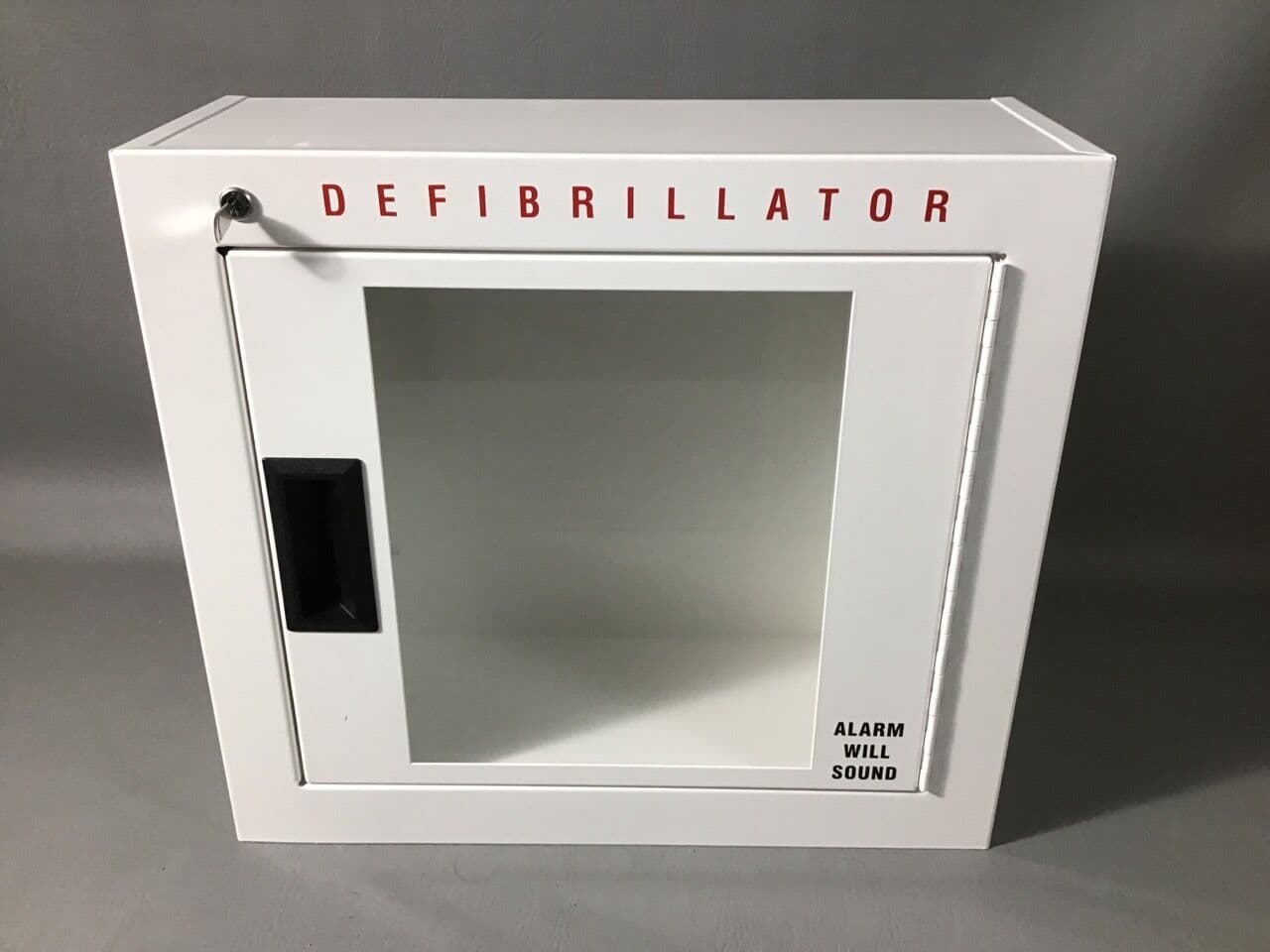 For Sale AED Defibrillator Wall Cabinet: Includes Key and Alarm