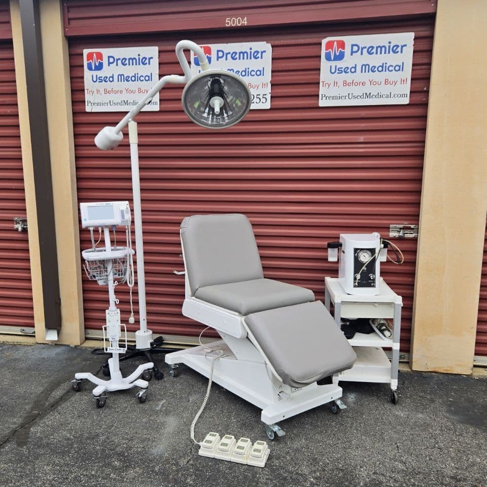 For Sale EXAM CHAIR TABLE MED SPA GIO PELLE 4616 GRAPHITE Premier Used Medical Equipment Exam Table