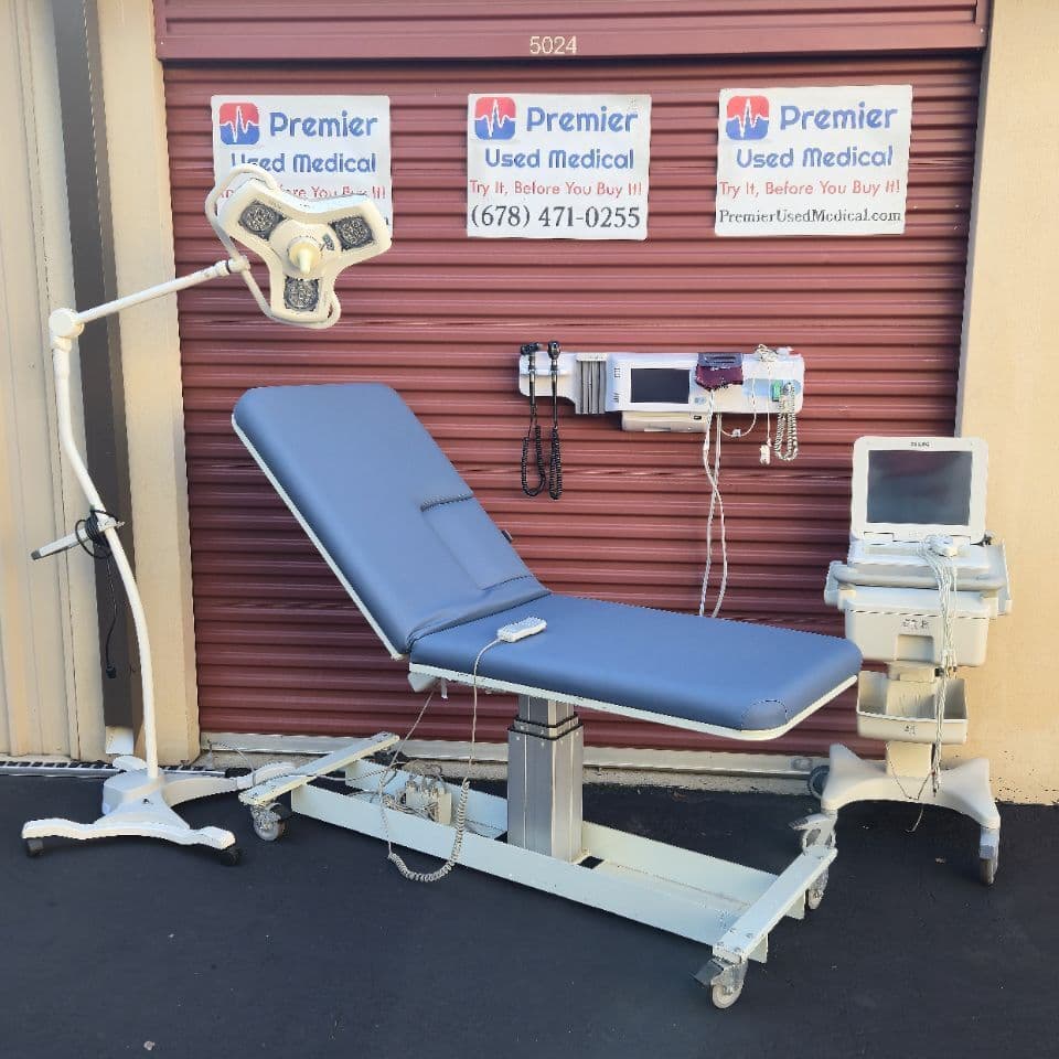 For Sale MPI 2172 w New Blue Upholstery Power Base & Power Back Ultrasound Table