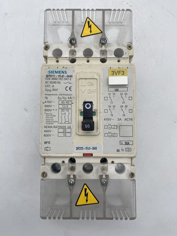 For Sale SIEMENS AXIOM Artis Circuitbreaker 50A 600V 3pol UL Cath Angio Lab Parts P/N 08703261