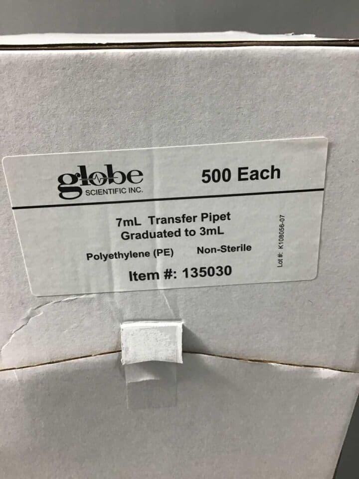 For Sale GLOBE SCIENTIFIC 135030 7mL Transfer Pipet