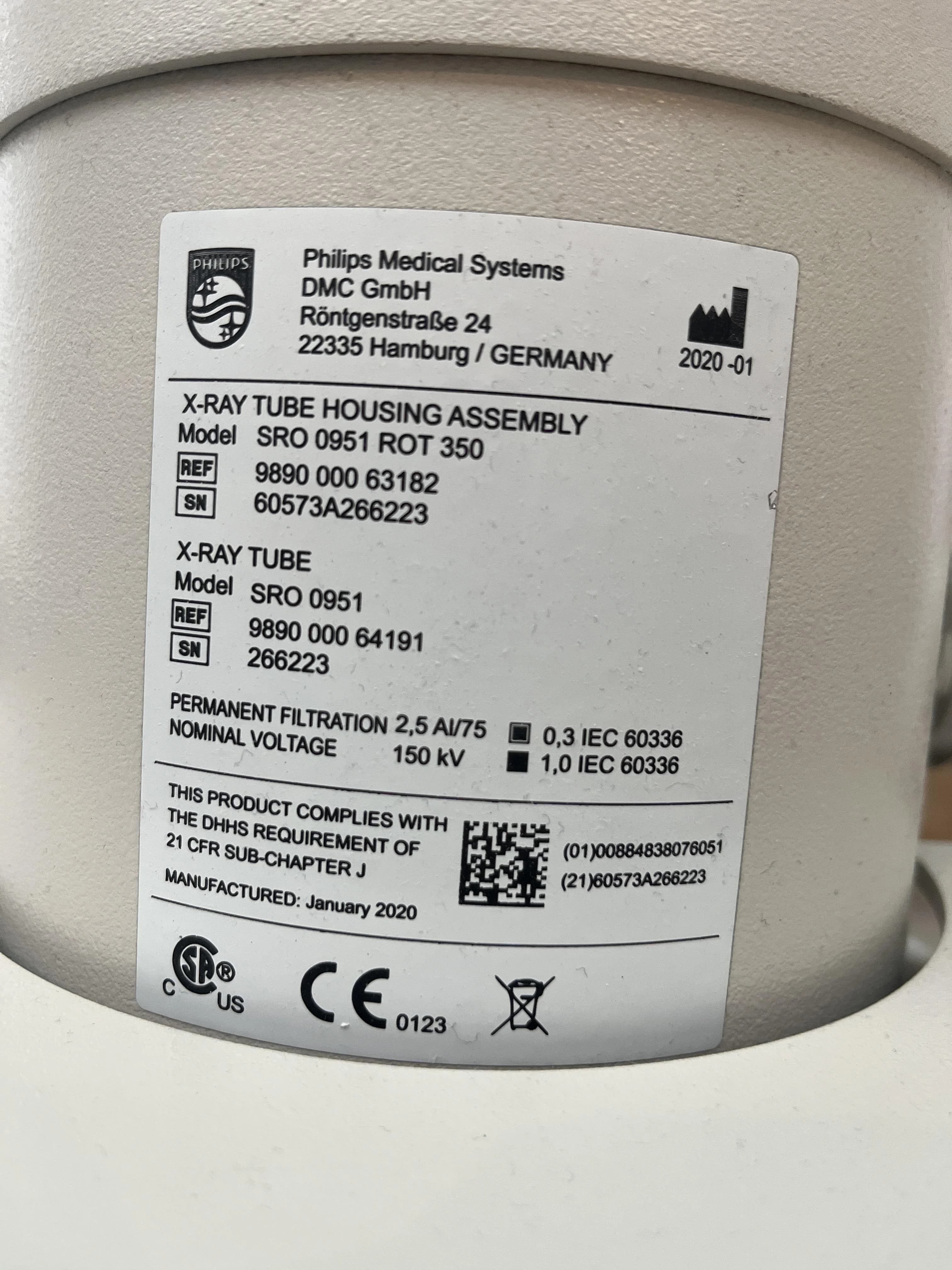 PHILIPS SRO 0951 ROT 350 X-Ray Tube
