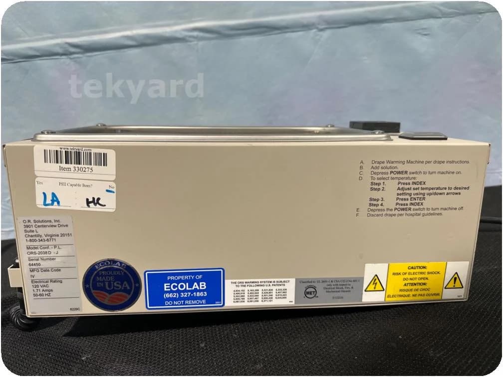 O.R. SOLUTIONS ORS-2038D Blanket & Solution Warmer