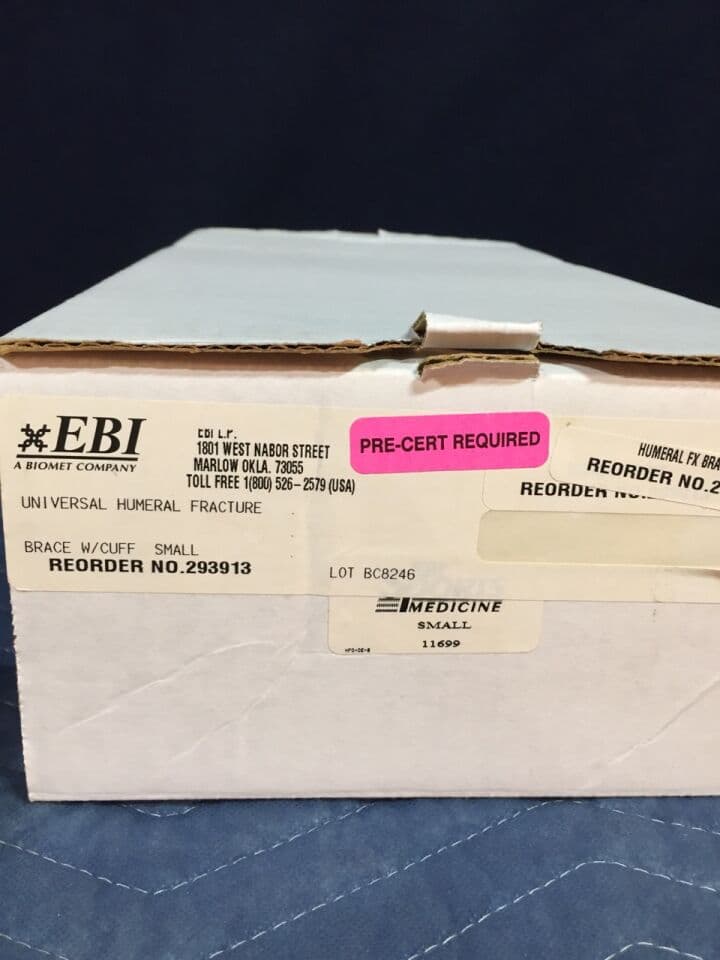 For Sale EBI BIOMET Humeral fracture brace with cuff small: Reorder 293913 Universal Humeral Fracture