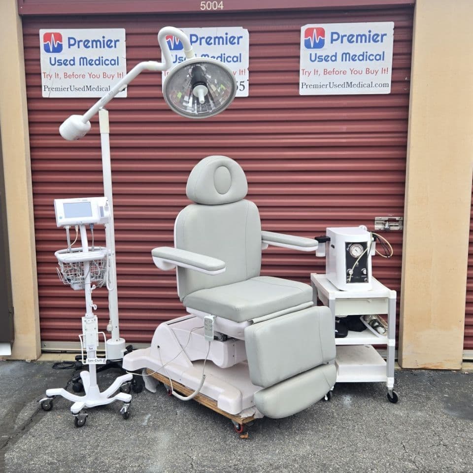For Sale MEDICAL SPA Examination Table Chair w Rotation & New Grey Upholstery Exam Table