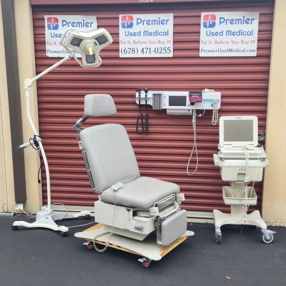 For Sale UMF MEDICAL Medical Exam Chair Table Power UMF 4011 with New Graphite Upholstery Exam Table