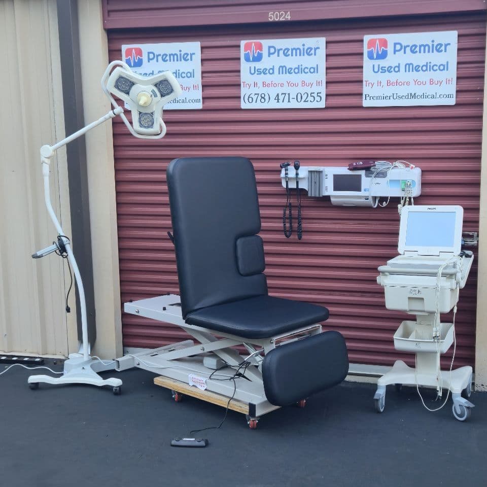 For Sale CLINTON Model 85300 Power Up Down Imaging Table w new Black Upholstery 1 Knock Out Ultrasound Table