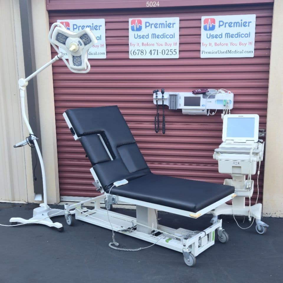 For Sale MPI Model 1222 w New Black Upholstery 2 Functions 2 Knockouts Ultrasound Table