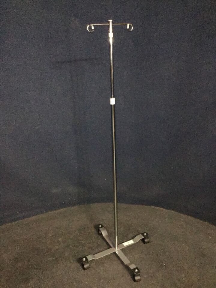 For Sale DURR MEDICAL IV Pole: 2 Hook 4 Caster Base