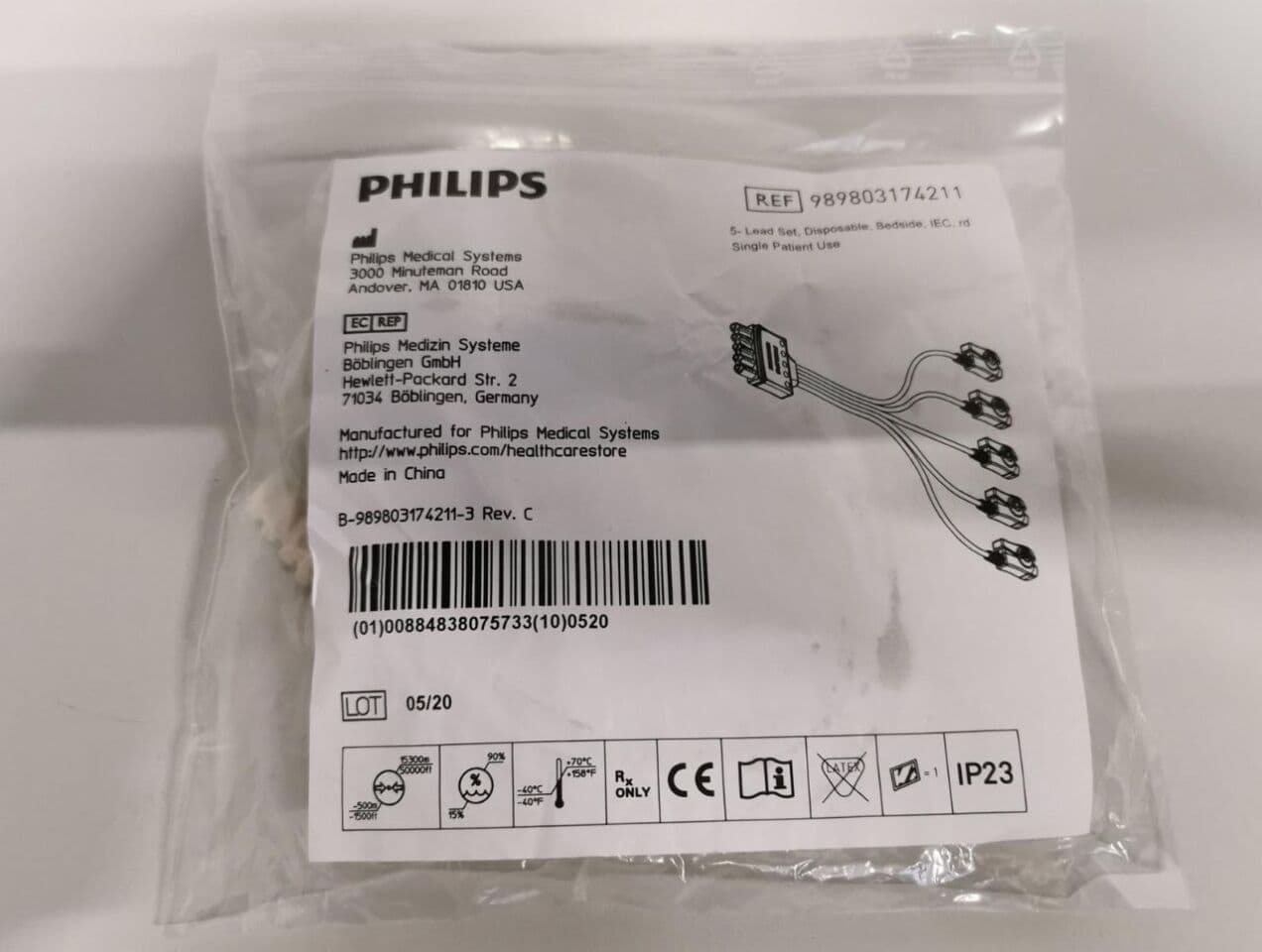 For Sale PHILIPS REF 989803174211 5-Lead ECG cable