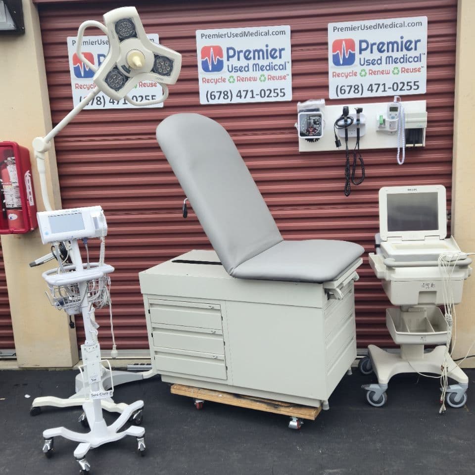 For Sale INTENSA Exam Tables for Sale Table w New Graphite Upholstery Pass Through Drawers Exam Table