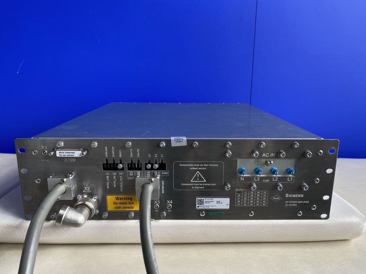 For Sale SIEMENS MAGNETOM Symphony 1.5T RFPA E6 DORA Power Amplifier MRI Scanner Parts P/N 4753062 K2204