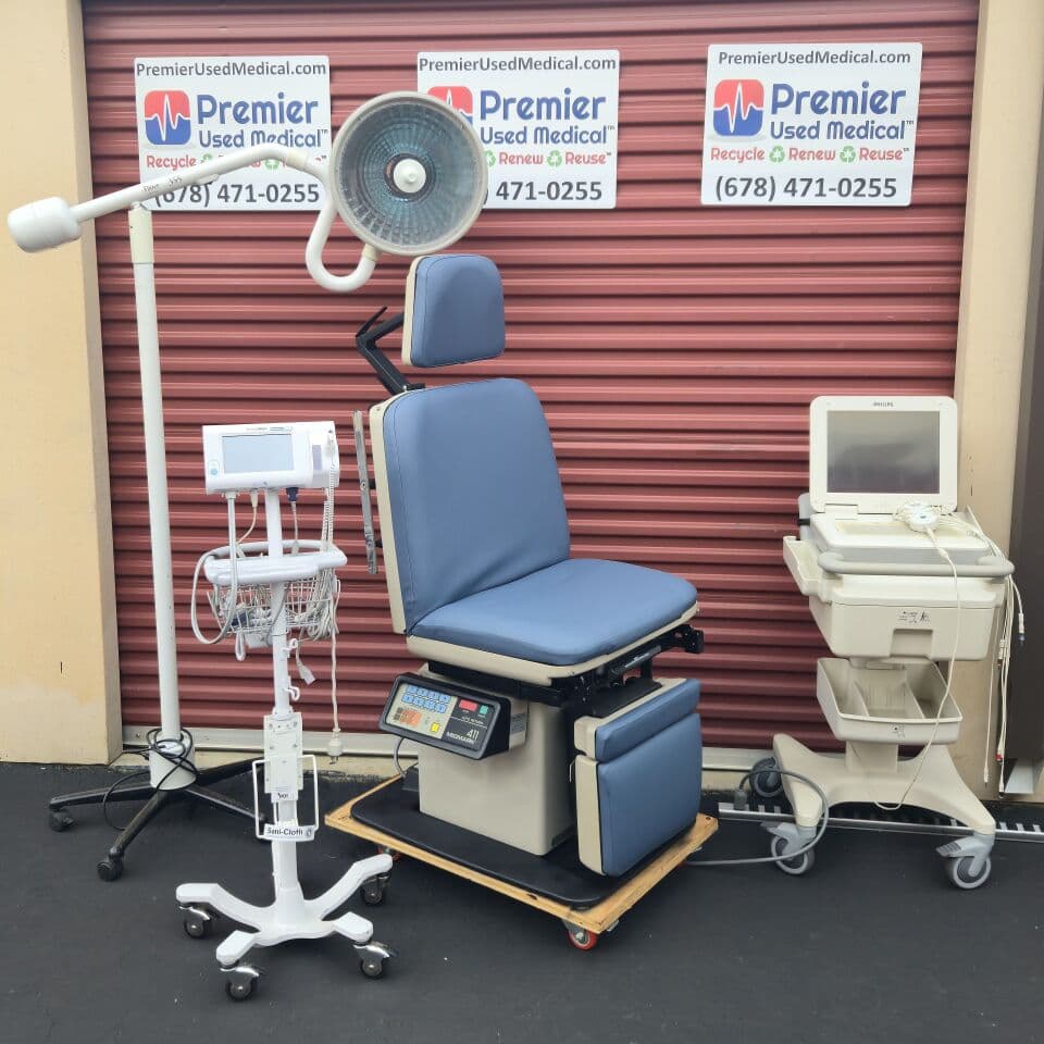 For Sale RITTER MIDMARK 411 Power Chair with New Denim Blue Upholstery Exam Chair